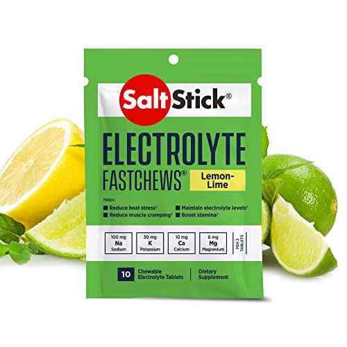 SaltStick Fastchews Lemon Tray 120 Elektrolyt-Kautabletten mit Salz, Mineralstoffen (Natrium, Kalium, Calcium, Magnesium) und Kohlenhydraten, 198 g