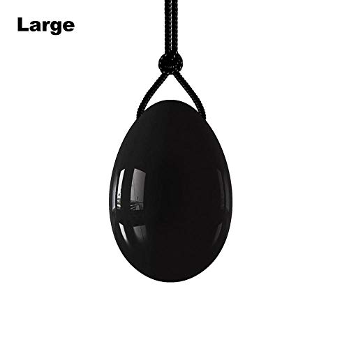 Gebohrte Obsidian Yoni Ei natürliche schwarze Kristall Frauen Beckenboden Muskel Kegel Exerciser Massage Ball-1 großes Ei