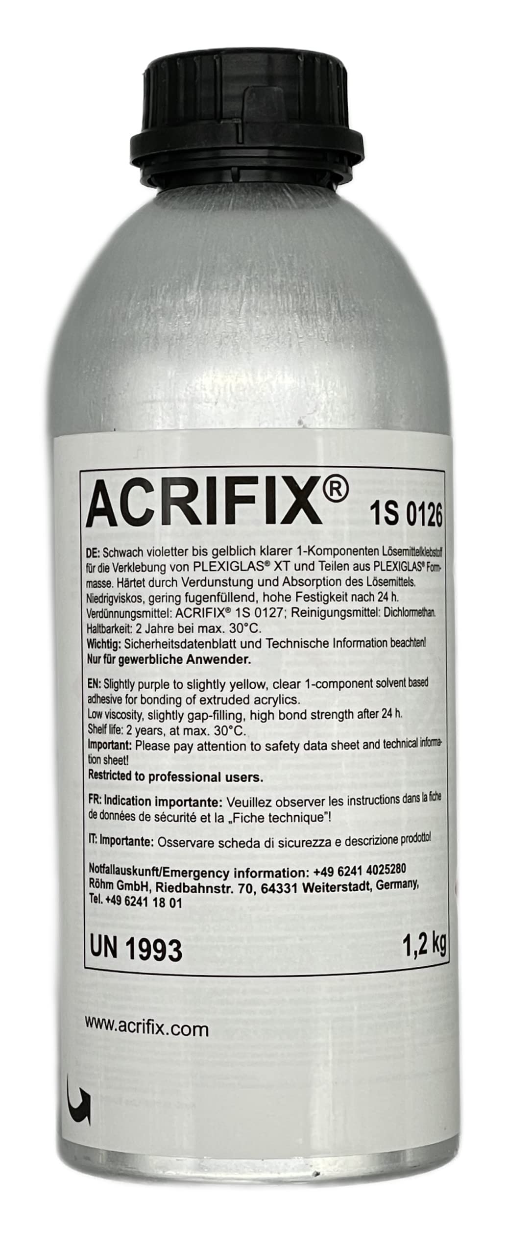Acrifix 1S 0126 Acrylglas-Kleber PMMA Evonik 1-K Lösemittel-Klebstoff farblos 1S0126 Kunststoffkleber Polycarbonat