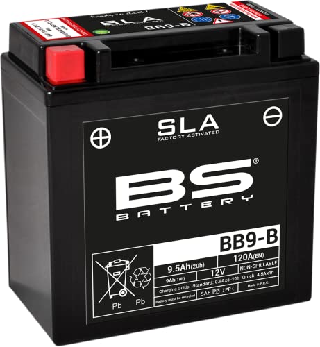 BS Battery 300675 BB9-B AGM SLA Motorrad Batterie, Schwarz
