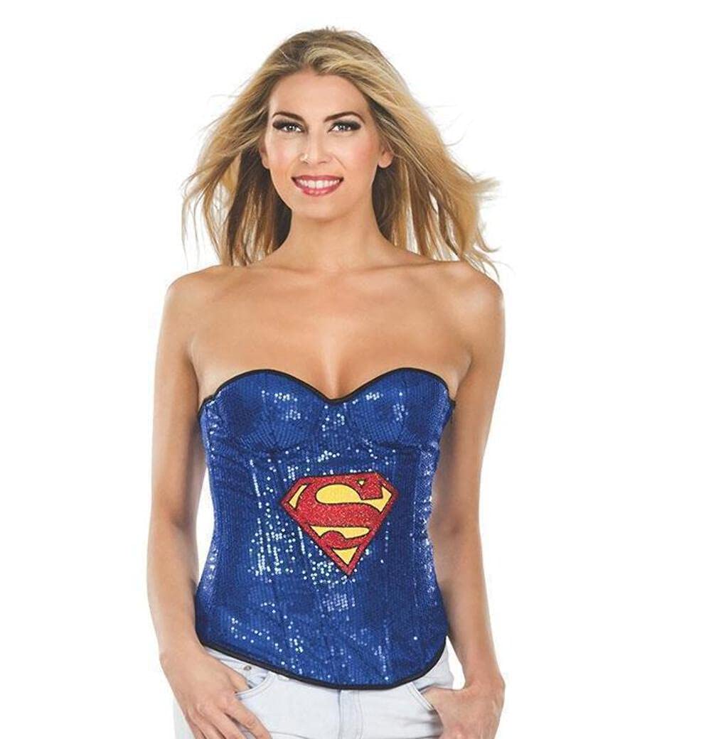 4U-Onlinehandel Supergirl Sequin Corset Corsage Kostüm Gr. M (40/42) Karneval Fasching verkleiden Verkleidung