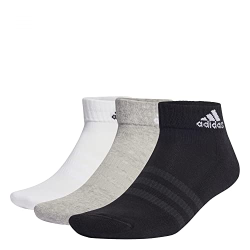 adidas, Cushioned Sportswear Ankle Socks 6 Pairs, Socken, Mittel Graue/Weiß/Schwarz, L, Unisex-Adult
