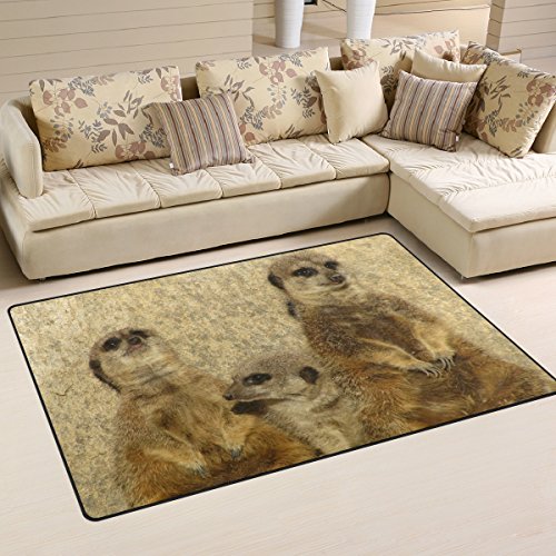 Use7 Vintage Tier Erdmännchen Bereich Teppich Teppiche rutschfeste Bodenmatte Fußmatten Wohnzimmer Schlafzimmer 100 x 150 cm