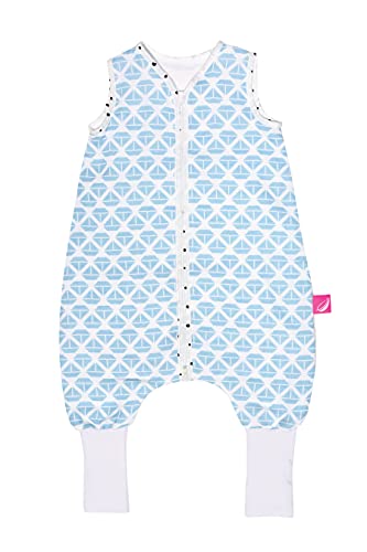 Schlafsack mit Beinen aus Baumwollmusselin von Motherhood - kuscheliger Babyschlafsack Öko Tex Standard, Klasse 1, Größe: 1-1,5 Jahre, Schiffe blau