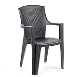 Stapelbarer Stuhl mit hoher Rückenlehne, Rattaneffekt, Made in Italy, 60 x 62 x 89 cm, Farbe Anthrazit