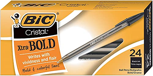 BIC Cristal Xtra Bold Kugelschreiber, breite Spitze (1,6 mm), Schwarz, 24 Stück