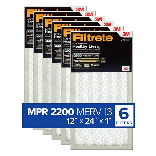 Filtrete MPR 2200 Gesundes Wohnen Elite Allergen Reduction AC Ofen Air Filter, 12 x 24 x 1, 6er Pack