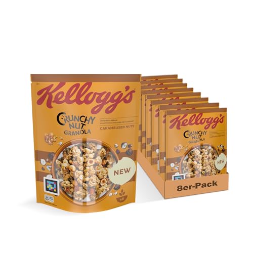 Kellogg's Crunchy Nut Granola Caramelised Nuts (8 x 380 g) – Knusper Müsli mit karamellisierten Nüssen – Vollkorn-Nuss Granola ohne künstliche Farb- und Aromastoffe