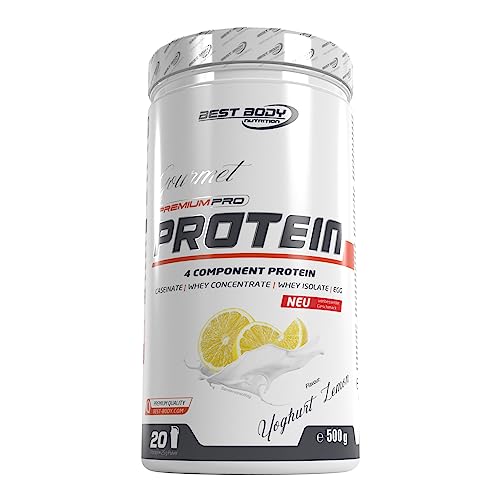 Best Body Nutrition Gourmet Premium Pro Protein, Yoghurt Lemon, 4 Komponenten Protein Shake: Caseinat, Whey Konzentrat, Whey Isolat, Eiprotein, 500 g Dose