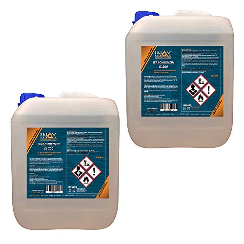 INOX® - IX 200 Waschbenzin 2 x 5L - Lösungsmittel für Fleckentfernung auf Textil, Kunststoff, Oberflächen & Arbeitsgeräten - Waschbenzin Reinigungsbenzin - Benzin Reiniger
