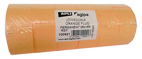 Agipa 100921, 6 Rollen mit je 1.000 Etiketten Neon, Orange