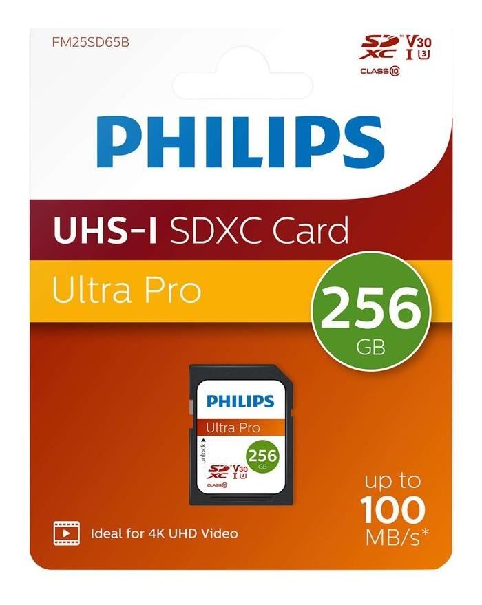 Scheda SDXC Philips 256 GB Classe 10, UHS-I U3, 4K