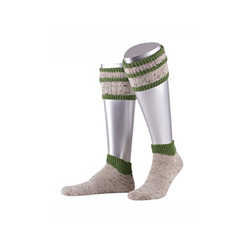 ALMBOCK kurze Herren Trachtensocken grün - Trachtenloferl in beige-apfelgrün - Tracht Socken zur Lederhose