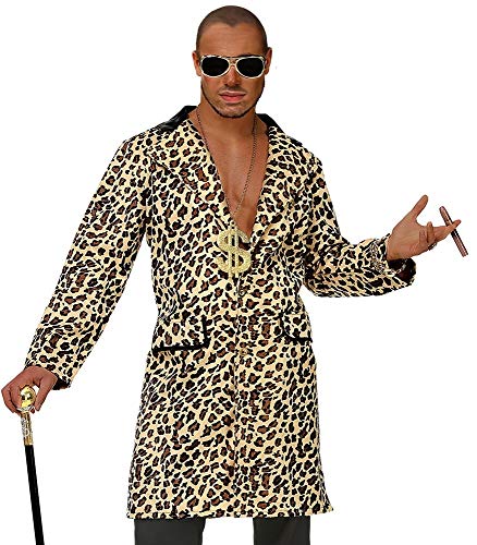 Pimp Kostüm Mantel Hustler im Leoparden Look - Beige Braun Gr. XL