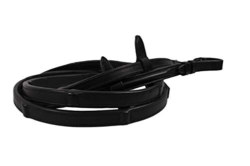 QHP Zügel Gurtzügel Reitzügel Leder eingearbeitete Stege schwarz ARBO-INOX® (Full, Schwarz)
