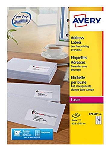 Avery Adressetiketten für Laserdrucker 840 Stück 40 Blatt pro Weiß