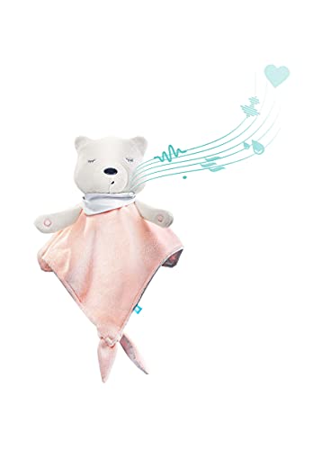 myHummy Einschlafhilfe Baby Doudou Basic rosa weiß | White Noise Baby Einschlafhilfe Kinder zur Baby Beruhigung | my hummy Einschlafhilfe Baby mit sanftem Ausklingen nach 1 Stunde