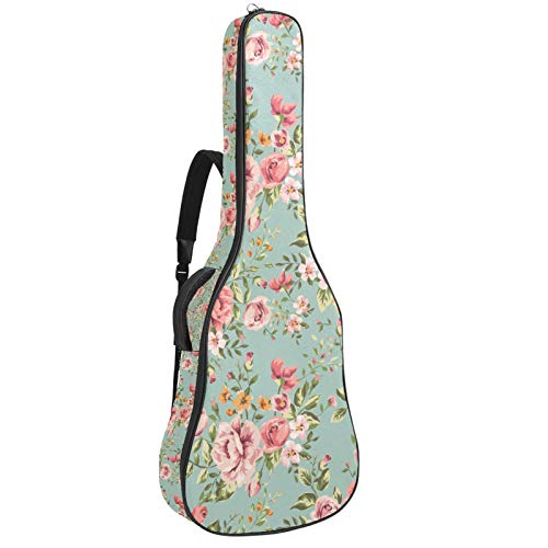 Gigbag für Konzertgitarre Romantische Blume Gitarrentasche Wasserdichte Akustikgitarre Weiche Gitarre Rucksack Gepolsterter 40 41 Zoll Klassikgitarren