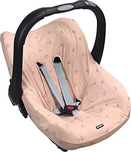 Dooky 126817 Seat Cover Schonbezug Origami swallow Grey für Babyschale Universalgröße geeignet für 3 und 5 Punkt Gurtsystem Autositz, für Altersgruppe 0+, Origami swallow Grey, rosa, 140 g