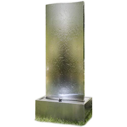KÖHKO® Wasserwand Libro XL mit LED-Beleuchtung Höhe ca. 182 cm Springbrunnen mit Edelstahlbecken 23007