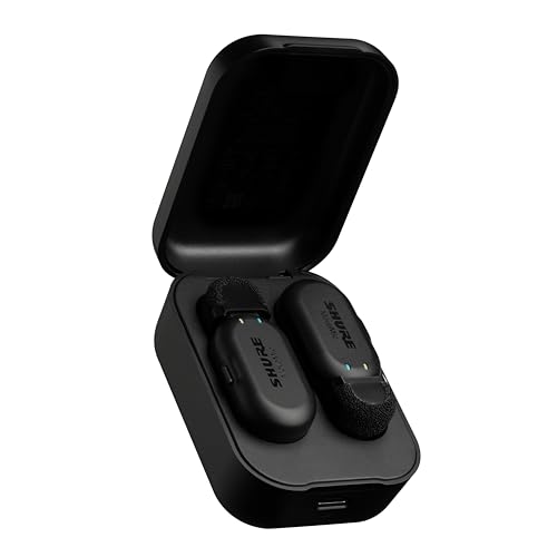 Shure MoveMic Two-Professonelle Funk-Ansteckmikrofone für iPhone & Android, 2 Bluetooth Mini Mics, 24 Stunden Ladezeit, Schnelles Setup, IPX4, Kompakte & tragbare Ansteckmikros (MV-TWO-Z6)