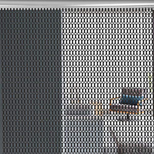 Kettenvorhang aus Aluminium, Kettenvorhang aus Metall, Tür-Dekoration zur Kontrolle von Insekten, Strand, Fliegen, gut belüftet, 90 x 214,5 cm (schwarz)