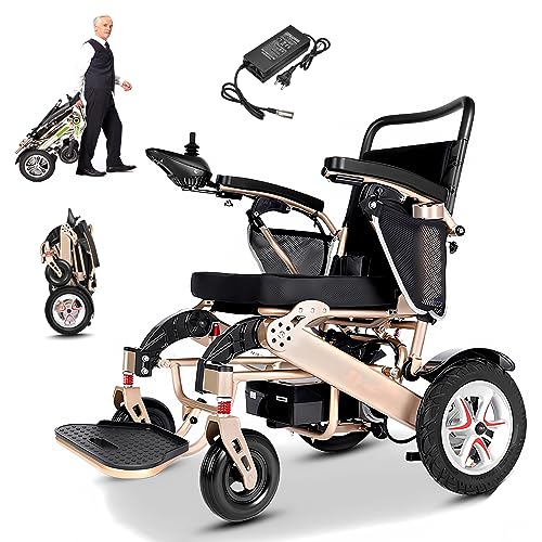 Bueuwe Elektrorollstuhl mit Einkaufskorb, Ultraleicht Elektrischer Rollstuhl Elektrisch Faltbar Leicht Elektrische Rollstühle für Erwachsene, Li-Ion Battery 20ah, Autonomie 25 km, 30 kg