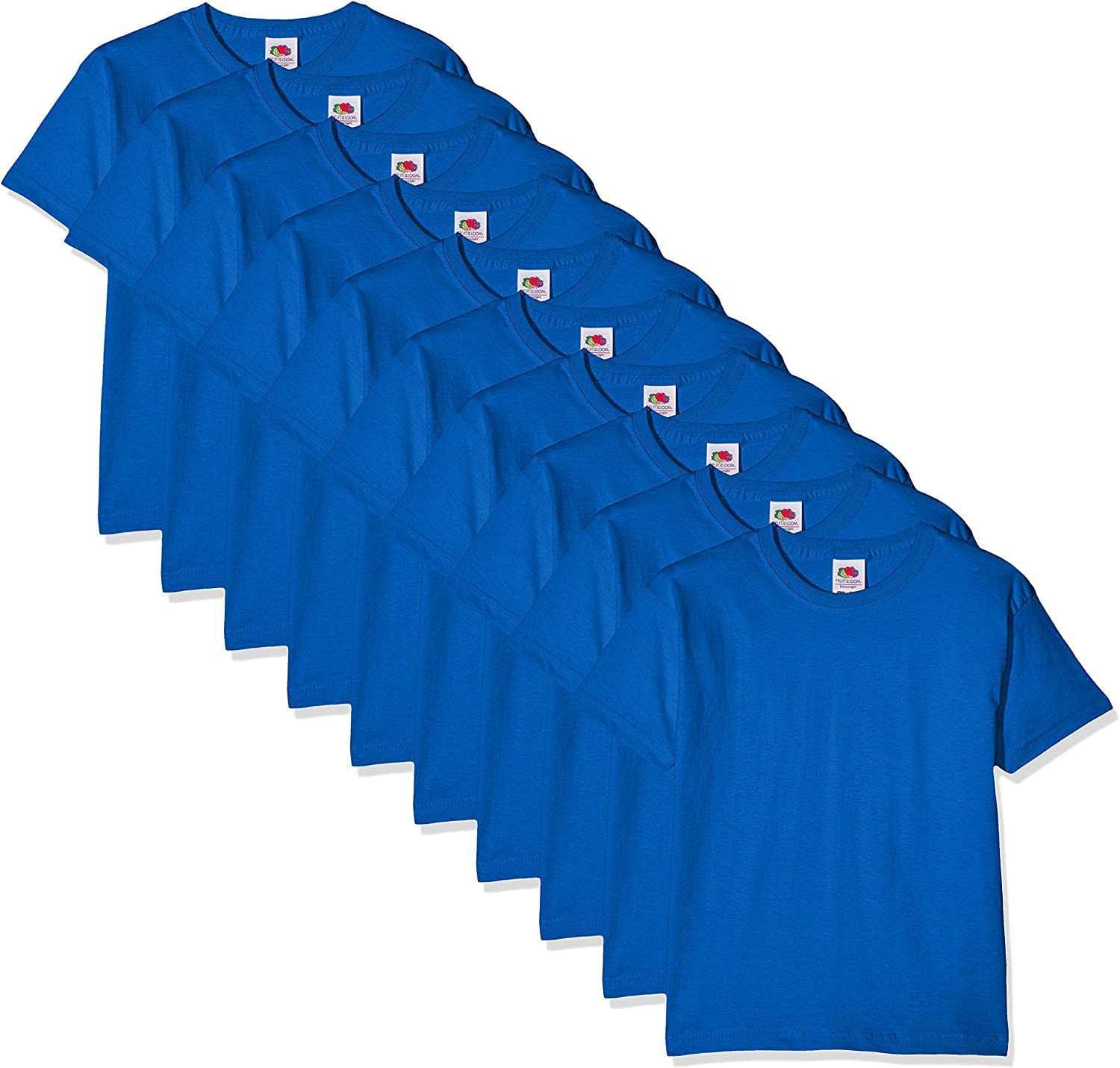 Fruit of the Loom Jungen Regular Fit T-Shirt Kids 10 Pack T-shirt, Blau (Royal Blue 51), 14-15 Y (Herstellergröße: 14-15 Y)
