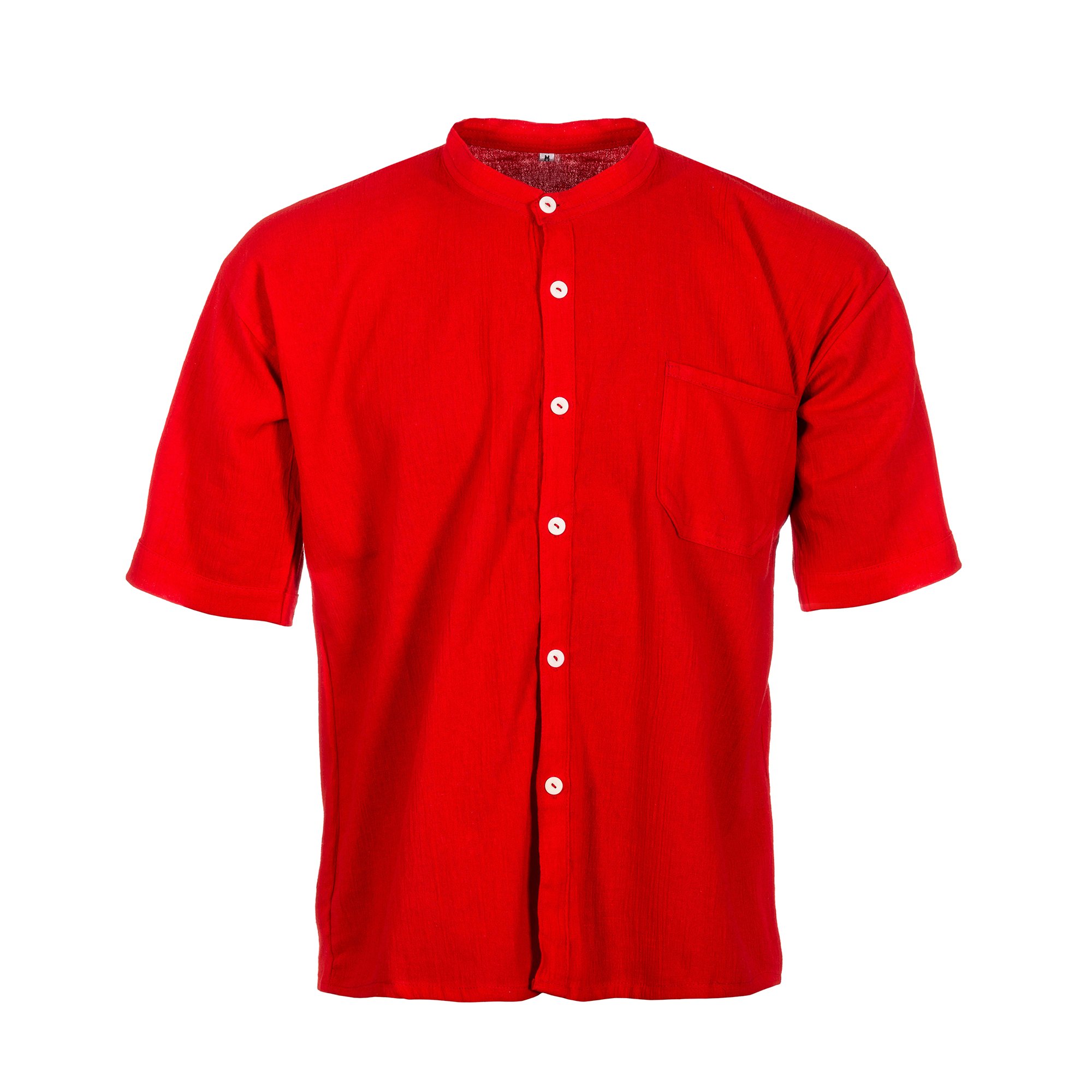 Tumia Lac, kurzärmliges Großvaterhemd, 100% Baumwolle, verschiedenen Farben, ethisch gehandelt Gr. Medium, rot
