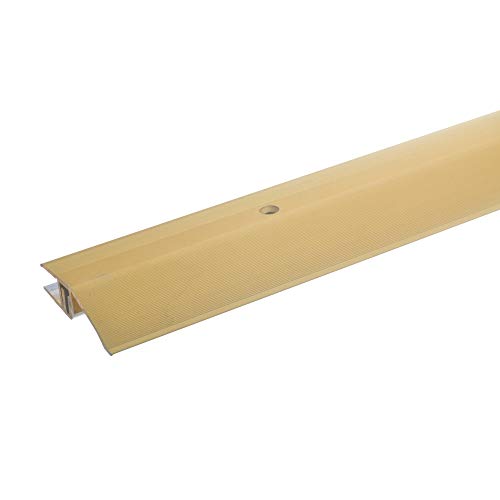 acerto 34028 Alu Höhenausgleichsprofil, 135cm, gold * 7-15mm * Inkl. Schrauben * Übergangsprofil für Laminat, Parkett & Teppich | Übergangsleiste, Bodenprofil für Fußböden | Übergangsschiene