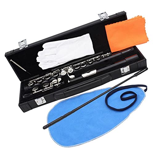 PECY Flöte 16-Loch-Flötensatz C-Key-Holzblasinstrument Mit Handschuhen, Gepolstertem Koffer Querflöten (Color : Bk)