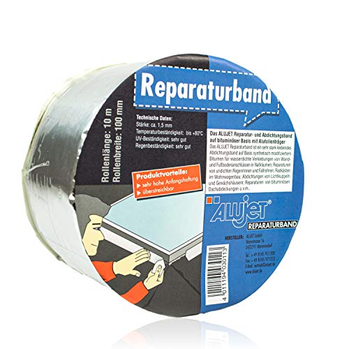 Alu Bitumenband selbstklebend 150 mm x 10 Meter, alukaschiertes Reparaturband aus dauerelastischem alterungsbeständigem Bitumen für Innen- & Außenbereich, Klebeband zur Reparatur & Abdichtung