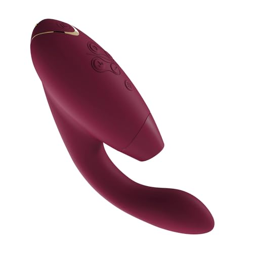 Womanizer DUO Rabbit-Vibrator & G-Punkt Stimulator mit Klitoris-Sauger, doppelte Stimulation mit je 12 Intensitätsstufen, Bordeaux Gold