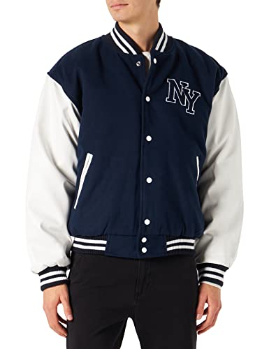Mil-Tec NY Baseball Jacke mit Patches (Navy/Weiß/S)