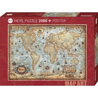 Heye 29845 The World Standart 2000 Teile, Map Art, inkl. Poster, Brown