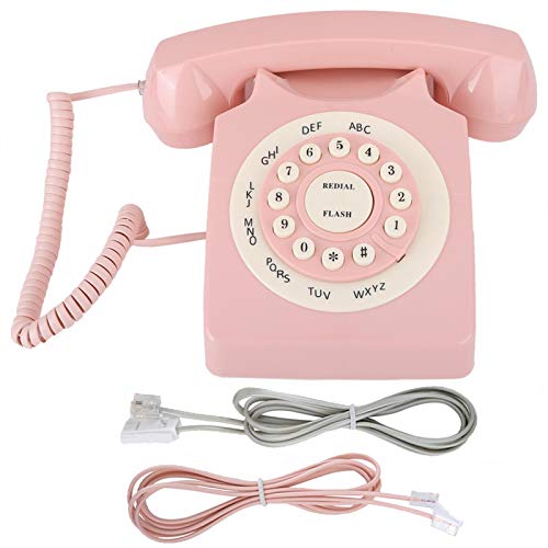 Festes Telefon, Vintage Telefon High Definition Anrufqualität Kabelgebundenes Telefon für Home Office Pink