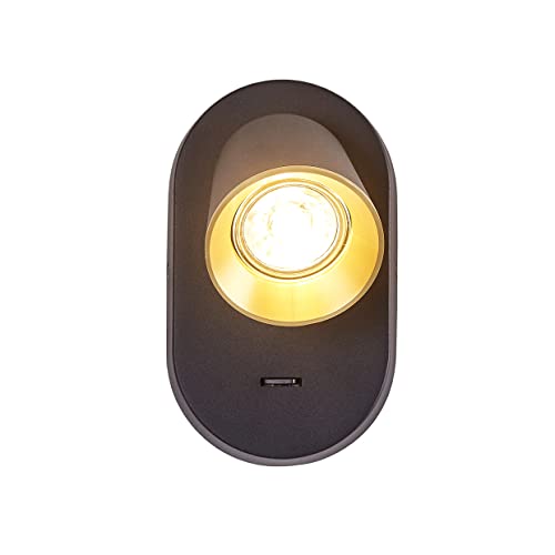 Topmo-plus wandleuchte innen mit schalter bettlampe wand leselampe wandlampe schwarz gold schwenkbar mit 5W GU10 LED Bulb