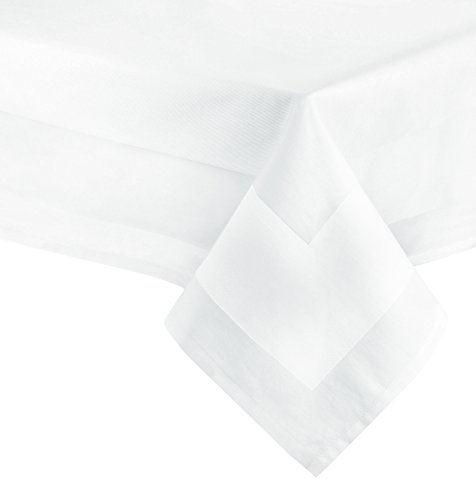 ZOLLNER Damast Tischdecke, 180x180 cm, Baumwolle, Atlaskante, eckig, weiß