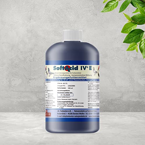 SOFT ACID IV + E 500 ml – Ergänzungsfuttermittel für Heimtiere – Adapter, Dosierungs- und Kropfspritze mit Silikonschlau gratis im Lieferumfang enthalten – sichere Handhabung – kompromisslose Wirkung