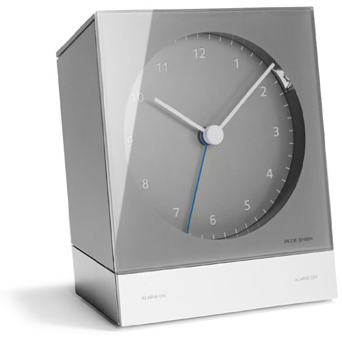 Jacob Jensen - Alarm Clock - Funkwecker - analog - grau - 10,3 x 12,6 x 4,5 cm