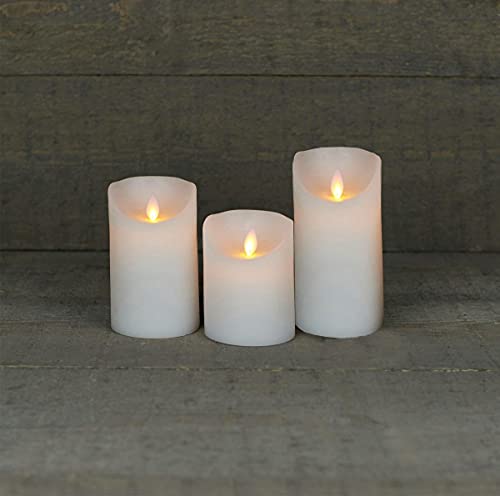 Coen Bakker 3er Set Kerze LED Echtwachskerze 10 cm + 12,5 cm + 15 cm Kerze Ø 7,5 cm viele Farben mit Timer flackender Docht Wachskerze Kerzen, Farbe:Weiß