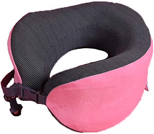 XANAYXWJ Memory Foam Travel Nackenkissen - verstellbar, verhindert Kopfbewegungen nach vorne - Leicht für Kinder und Erwachsene - Ideal für Flugzeug, Zuhause, Büro (pink)