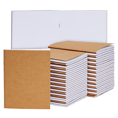 48 Notizhefte mit Kraftpapier-Cover, Unliniert, 24 Doppelseiten, Leicht und Handlich, Braun, 10,8 x 13,4 cm