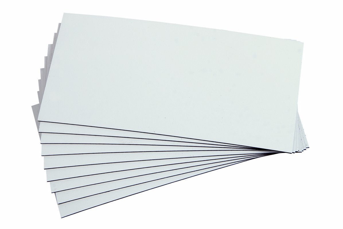 100 Magnetschilder Magnetstreifen Magnet-Etiketten beschreibbar/abwischbar 10 x 5 cm in weiß oder gelb (weiß)