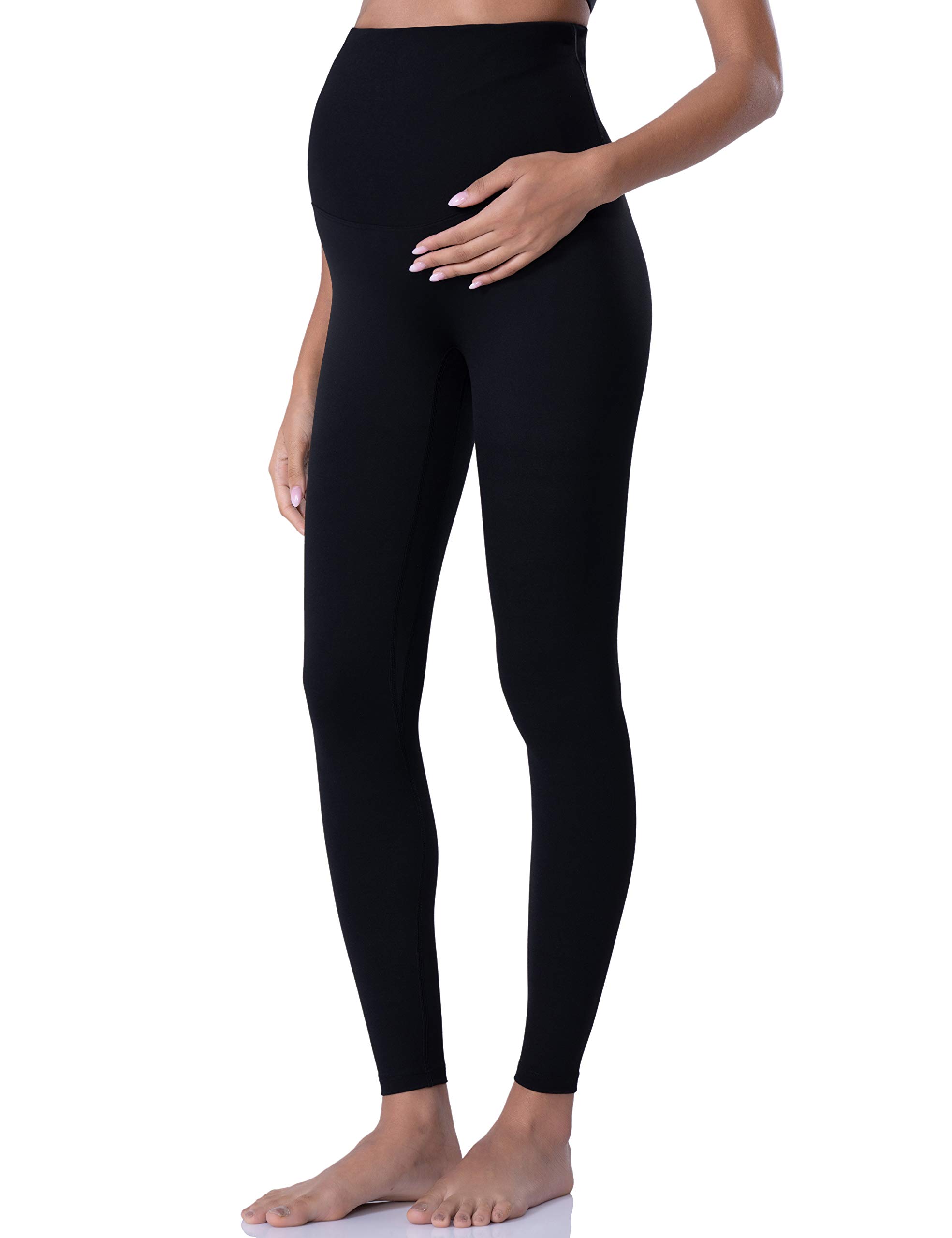 POSHDIVAH Damen Umstandsleggings über dem Bauch Schwangerschaft Yoga Hosen Active Wear Workout Leggings, schwarz, Mittel