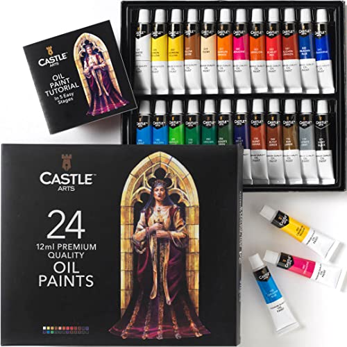 Castle Art Supplies Ölfarben-Set für Künstler oder Anfänger, 24 leuchtende Ölfarben, professionelles Malerei-Set