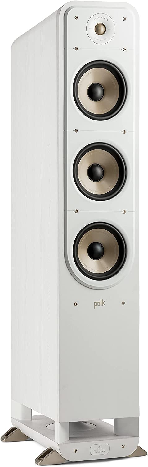 Polk Audio Signature Elite ES60 hochauflösender HiFi Standlautsprecher fürs Heimkino, Hi-Res zertifiziert, kompatibel mit Dolby Atmos und DTS:X (Stück), Weiß