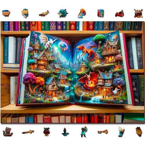 Wooden.City Enchanted Tales 1000 Teile Puzzle, Holzpuzzles für Erwachsene, Puzzles 1000 Teile, Made in EU, Größe 20,43 x 37,5 cm, Magisches Puzzle
