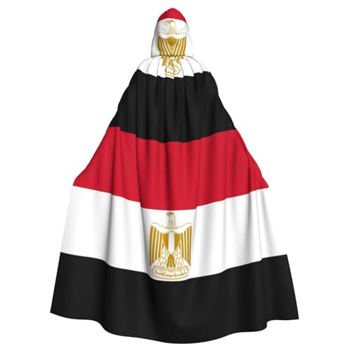 Bxzpzplj Kapuzenumhang mit ägyptischer Flagge, für Erwachsene, Karneval, Hexe, Cosplay, Kostüm, Karneval, Partyzubehör, 185 cm