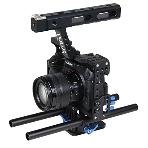PULUZ Kamera Video Handkäfig Aluminiumlegierung Stabilisator Steadicam Kamerahandkoffer für Panasonic G7 Lumix DMC-GH4 GH3 GH1 DMC-FZ2500 / SONY A7 A7SII A7SII A7R A7RII A7RII A7II A7000 A6300 A6300 A